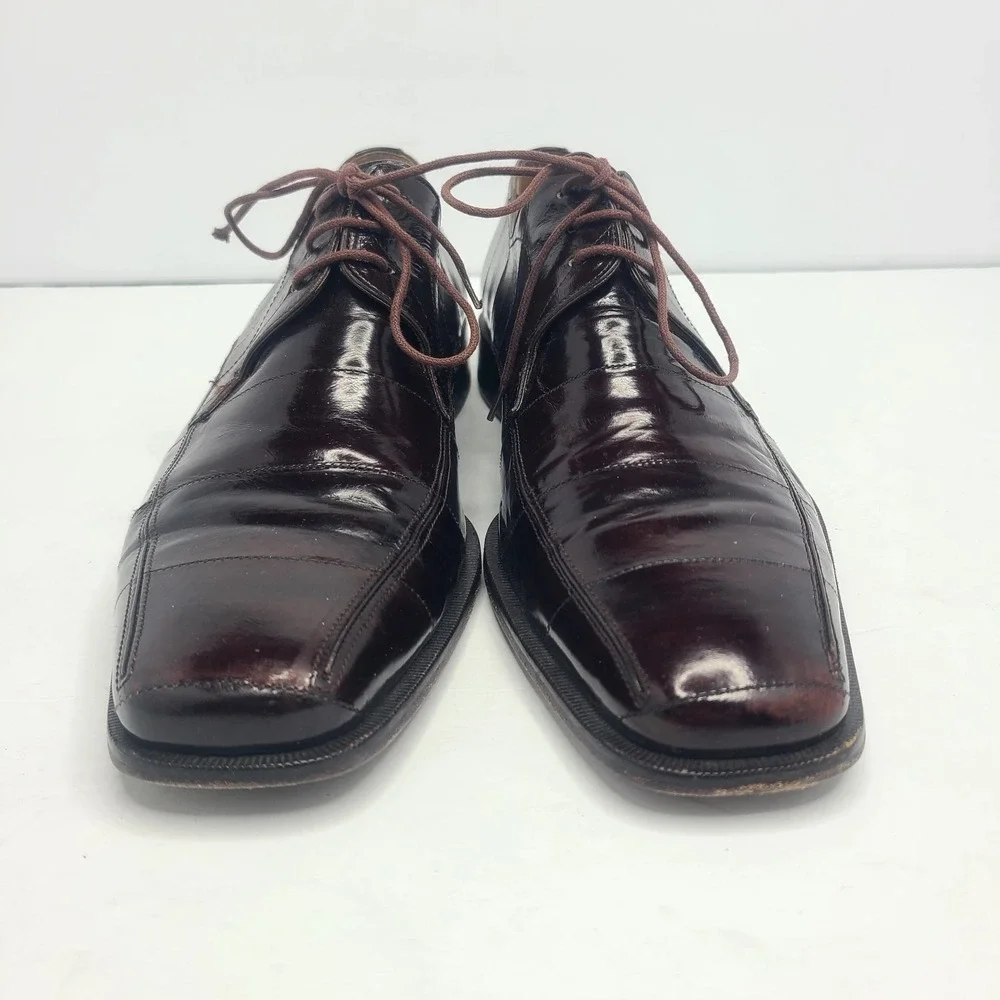 Mezlan Exotic Eel Skin‎ Men's Dinan Oxford Lace Up Shoes Brown Sz 9M
